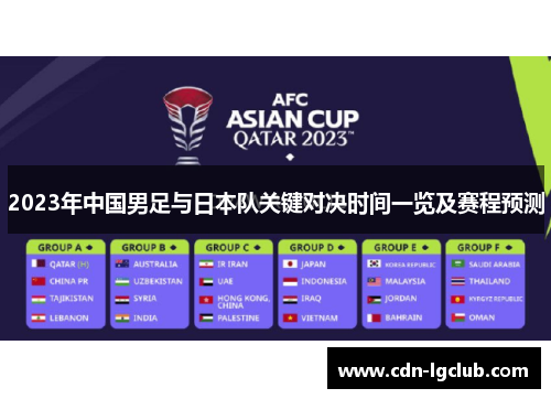 2023年中国男足与日本队关键对决时间一览及赛程预测