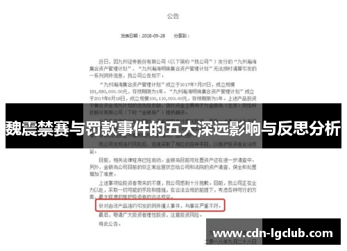 魏震禁赛与罚款事件的五大深远影响与反思分析