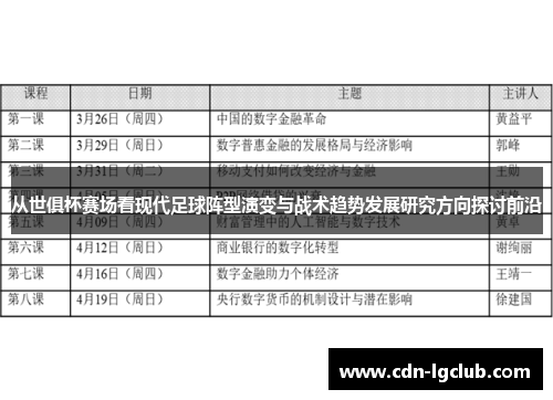 从世俱杯赛场看现代足球阵型演变与战术趋势发展研究方向探讨前沿